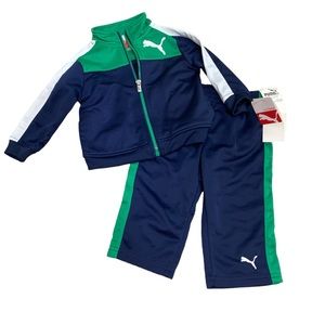 Puma green blue colorblock 2 piece 12 month baby boys track suit set outfit